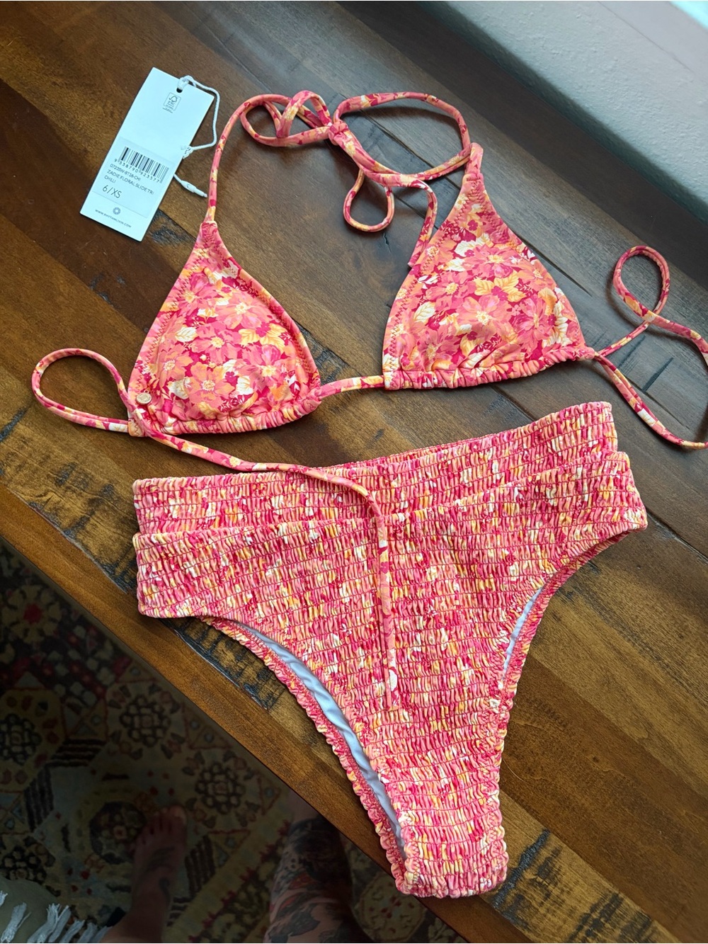 Rhythm Zadie Floral Bikini Set in Chilli XS